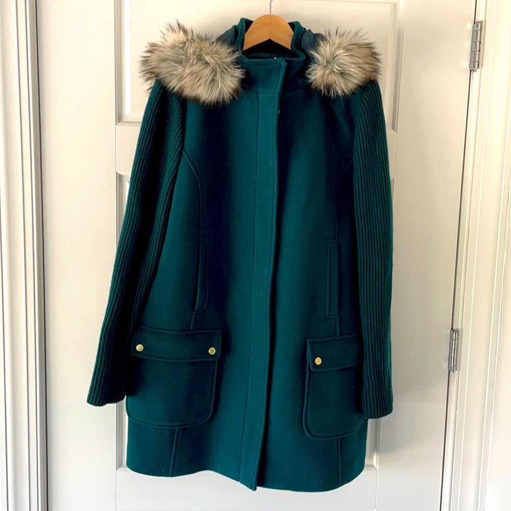 Talbots Sweater-Sleeve Turquoise Coat (Size 14)